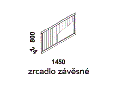 Zrcadlo závěsné Country Inn - rozměrový nákres. Vhodné na zeď do ložnice. Rám z masivní borovice. Český výrobek. 